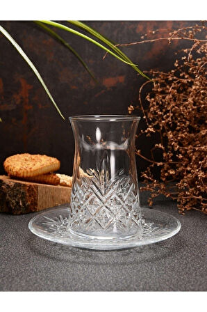 Paşabahçe Timeless Çay Bardağı ve Tabağı 170cc 12 Parça 6 Kişilik