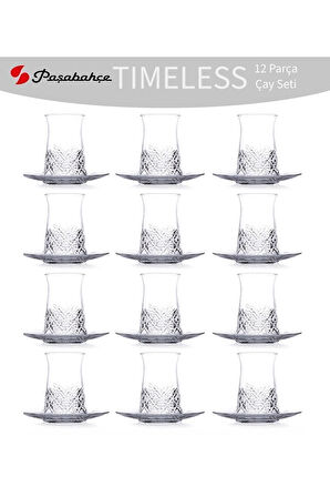 Paşabahçe Timeless Çay Bardağı ve Tabağı 170cc 24 Parça 12 Kişilik