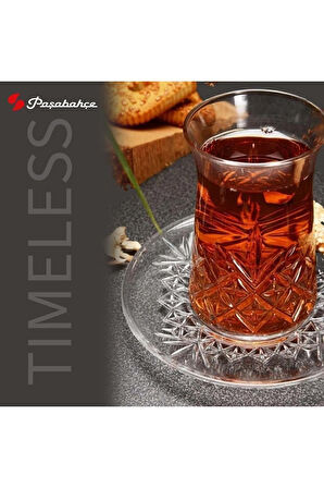 Paşabahçe Timeless Çay Bardağı ve Tabağı 170cc 24 Parça 12 Kişilik