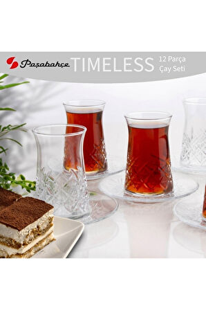 Paşabahçe Timeless Çay Bardağı ve Tabağı 170cc 24 Parça 12 Kişilik