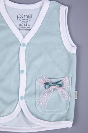 Babyhola Kadife Yelek Patikli Pantolon Unisex Bebek 2'li Set Yeşil