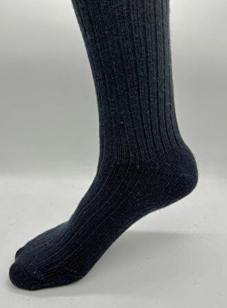 CİHO SOCKS 4 Çift Yünlü Erkek Lambswool Doğal Yumuşak Kalın Termal Kışlık Fitilli Derbi Soket Çorap