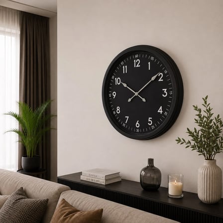 Siyah Klasik 60 x 60 Cm Metal Duvar Saati iegxx