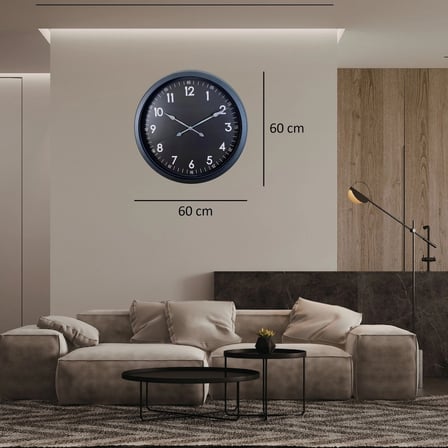 Siyah Klasik 60 x 60 Cm Metal Duvar Saati iegxx