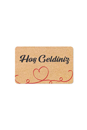 hoş geldiniz yazılır Coco Görünümlü Dekoratif Dış Kapı Önü ve Iç Mekan Paspası
