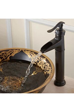 Banyo Çanak Lavabo Bataryası Siyah Şelale Model 5 Yıl Garantili Ithal