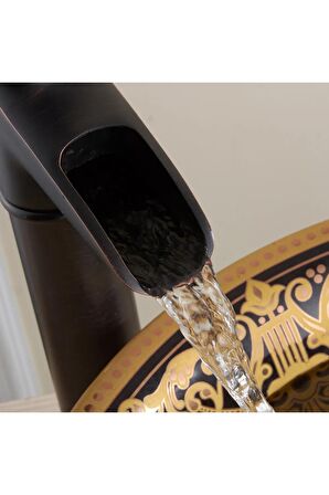Banyo Çanak Lavabo Bataryası Siyah Şelale Model 5 Yıl Garantili Ithal