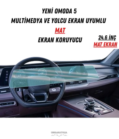 Yeni Omoda 5 Multimedya ve Yolcu Ekran Uyumlu Mat Ekran Koruyucu