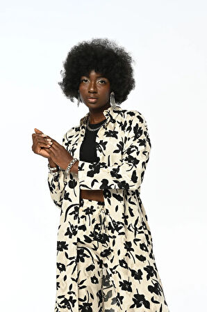 KADIN ÇİÇEK DESENLİ UZUN ELBİSE