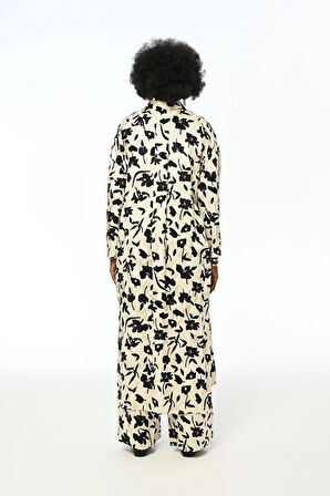 KADIN ÇİÇEK DESENLİ UZUN ELBİSE