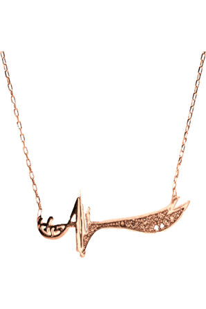 Kadın Gümüş Kolye - Rose Kaplama Zülfikar  Gümüş Kolye Zincir