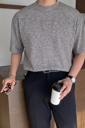 Erkek Oversize Tişört Pamuk Kumaş Bisiklet Yaka Rahat Kalıp T-shirt