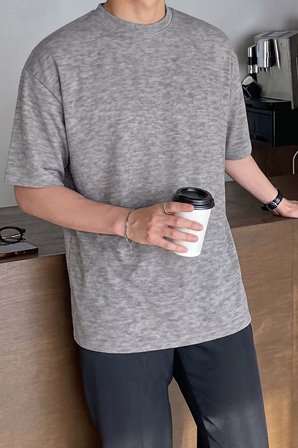 Erkek Oversize Tişört Pamuk Kumaş Bisiklet Yaka Rahat Kalıp T-shirt