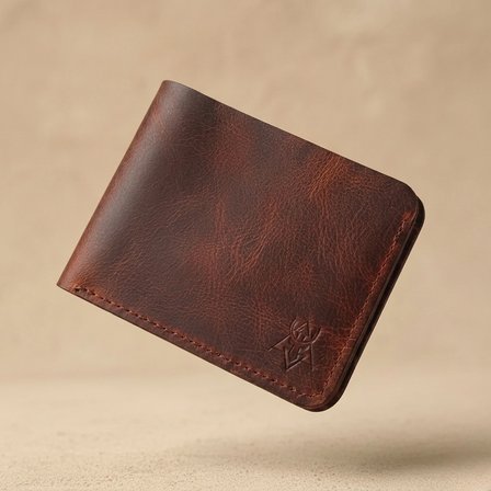 Hakiki Deri Erkek Cüzdan - Klasik Bifold, Kart Bölmeli, Şık, Uzun Ömürlü ve Kaliteli Tasarım (8,5 x 11 cm) - Kahverengi