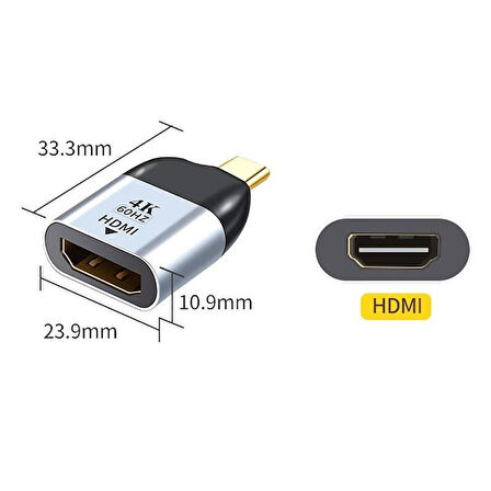 Type C To Hdmi 4K 60Hz Mini Çevirici Dönüştürücü Adaptör