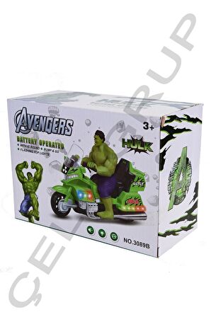 Motorsikletli Hulk Işıklı Sesli Hareketli OYUNCAK HULK FİGÜR DEVADAM MOTORSİKLETLİ HULK