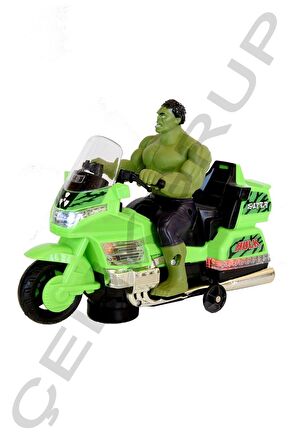 Motorsikletli Hulk Işıklı Sesli Hareketli OYUNCAK HULK FİGÜR DEVADAM MOTORSİKLETLİ HULK