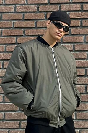 Haki Oversize Bomber Ceket Mont