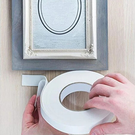 Çift Taraflı Bant Köpük Bant 18 mm x 4,5 mt  Çerçeve Tablo Halı Yapıştırma Bandı - 1 Adet