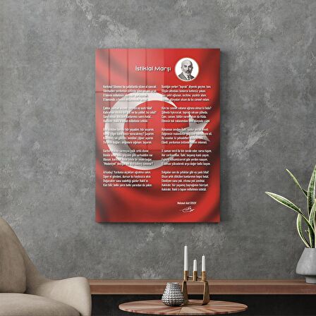 Decovetro Bayraklı İstiklal Marşı Cam Tablo