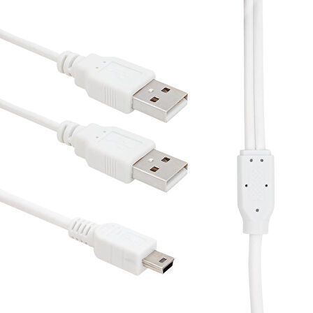 Usb  2x erkek - Mi̇ni̇ Usb 5 Pi̇n (2.0v) 1.5 Metre V3 Kablo