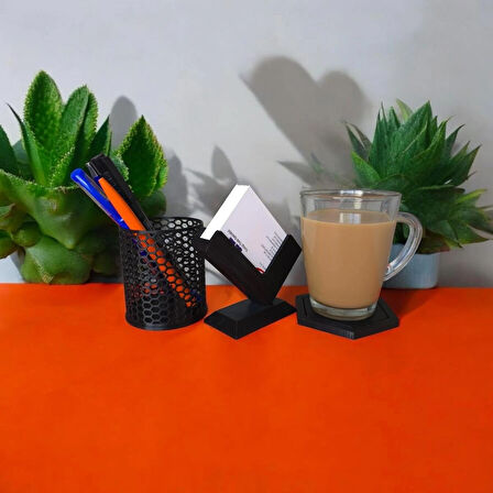 Masa üstü organizer/Kalemlik, Bardak altı, telefon stand/3 lü set.