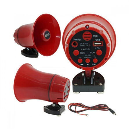 Usb Ve Kayit Özelli̇kli̇ 6-24volt Horn Hoparlör (Pazar, Kamyon, Araba)