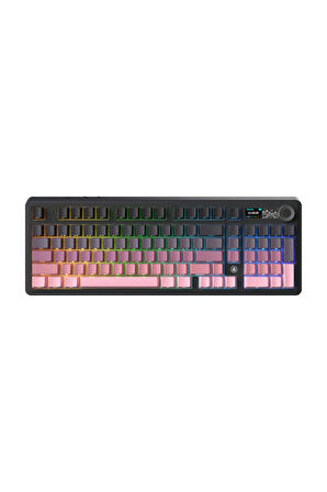 AK980 3 Modlu Hot-Swap TFT Ekranlı Mekanik Oyun Klavyesi-800 Mah Batarya Dinamik RGB
