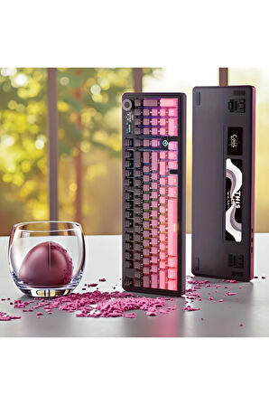 AK980 3 Modlu Hot-Swap TFT Ekranlı Mekanik Oyun Klavyesi-800 Mah Batarya Dinamik RGB