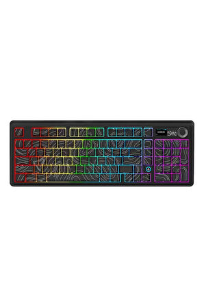 AK980 3 Modlu Hot-Swap TFT Ekranlı Mekanik Oyun Klavyesi-800 Mah Batarya Dinamik RGB
