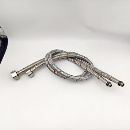 Batarya Flex Hortumu M10 Erkek 1/2" Dişi 60 cm Paslanmaz Çelik Örgülü Sıcak Soğuk Renkli 2 Adet