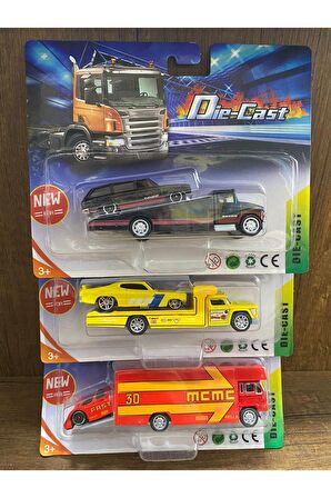 Diecast Metal Çekici Araba Taşıyıcı Kamyonlar ARABA TAŞIYAN TIR 3LÜ SET KAMPANYA