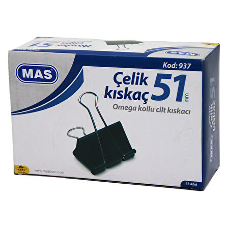 ÇELİK KISKAÇ 51MM 12 PARÇA  OMEGA KOLLU CİLT KISKAÇI (5224)