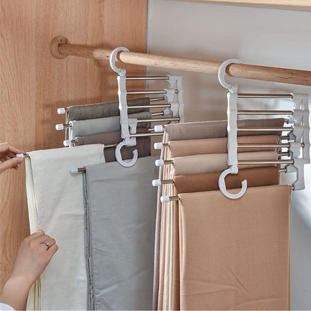Hareketli Dolap İçi Pantolon Kravat Şal Askı Sistemi Düzenleyici Katmanlı Askılık Organizer (5224)