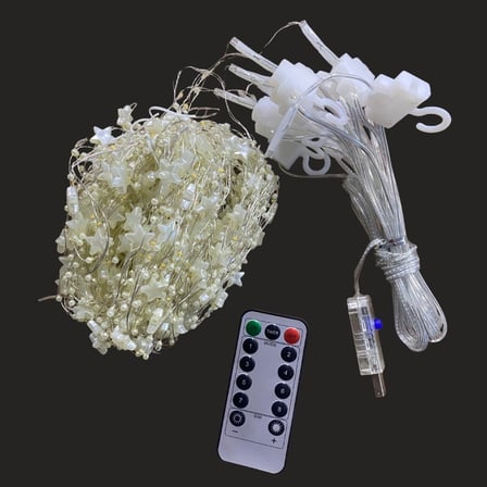 Saçaklı 3*3 Metre Yıldız Boncuklu Dekor Led USB Ev, Oda ve Organizasyon Dekoru hakkında ürün açıklaması (5224)
