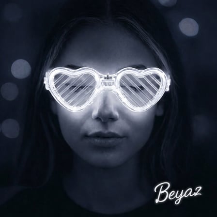 Beyaz LED Işıklı Kalp Gözlük – 3 Modlu Parti - Glow Gözlüğü (5224)