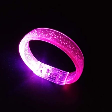 Pembe Led Işıklı Baskı Yapılabilen Pilli Bileklik Bilezik 1,5 cm Genişlik (5224)