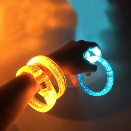 Turuncu Led Işıklı Baskı Yapılabilen Pilli Bileklik Bilezik 1,5 cm Genişlik (5224)