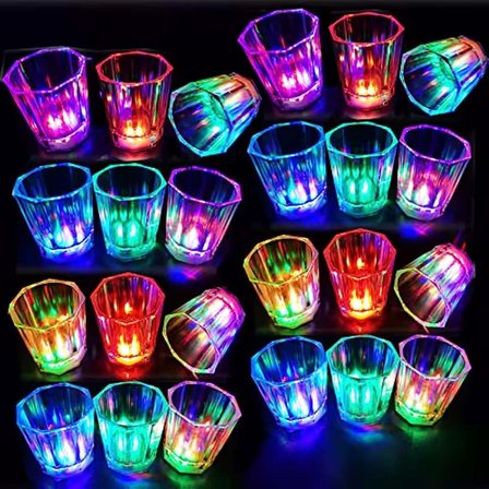 Renkli Led Parlayan Fiber Optik Glow Işıklı Bardak 5,5 x 5,5 cm (5224)