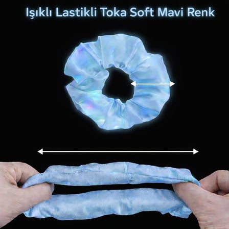 Soft Mavi Renk Led Işıklı Lastikli Saç Tokası - 3 Modlu Festival - Parti Saç Tokası (5224)