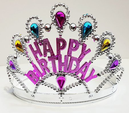 Gümüş Renk Happy Birthday Yazılı Doğum Günü Tacı 60 cm (5224)