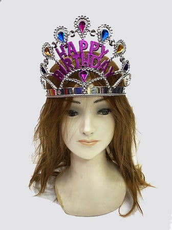 Gümüş Renk Happy Birthday Yazılı Doğum Günü Tacı 60 cm (5224)