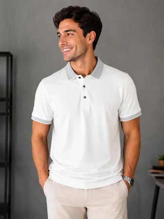 Erkek Çekmeyen Pamuklu Kumaş Kıvrılmaz Polo Yaka T-shirt