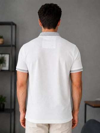 Erkek Çekmeyen Pamuklu Kumaş Kıvrılmaz Polo Yaka T-shirt
