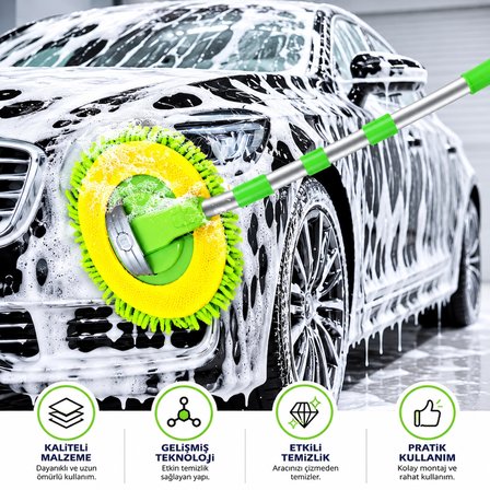 Mikrofiber Araba Yıkama Fırçası, Çiziksiz Temizleme, Uzun Saplı Temizlik, Araba Karavan, Kamyon, SUV RV Ev için