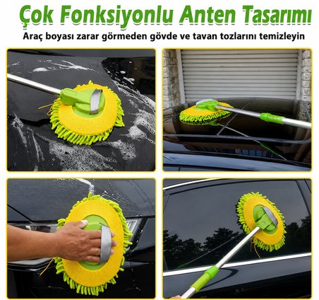 Mikrofiber Araba Yıkama Fırçası, Çiziksiz Temizleme, Uzun Saplı Temizlik, Araba Karavan, Kamyon, SUV RV Ev için