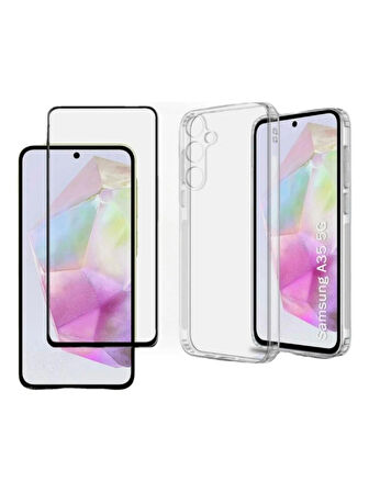 Samsung A35 Uyumlu Ekran Koruyucu Ve Şeffaf Kılıf