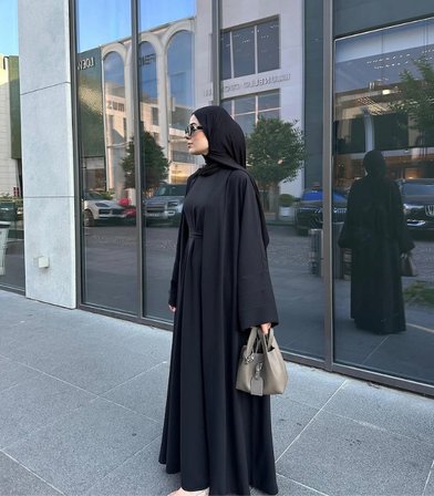 3 Parça Pamuk Krep Abaya Takım