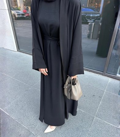 3 Parça Pamuk Krep Abaya Takım