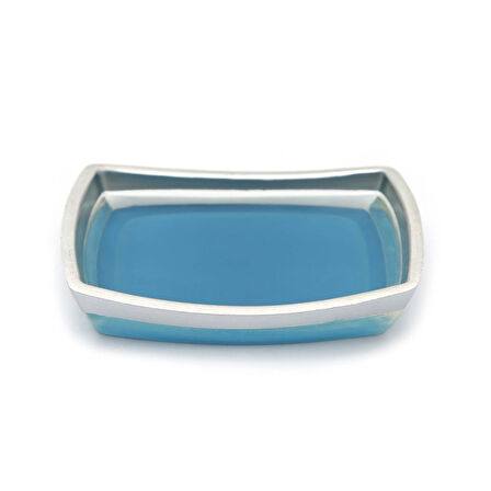 SABUNLUK GRİ MAVİ POLİRESİN 14X10X2CM BANYO SETİ  